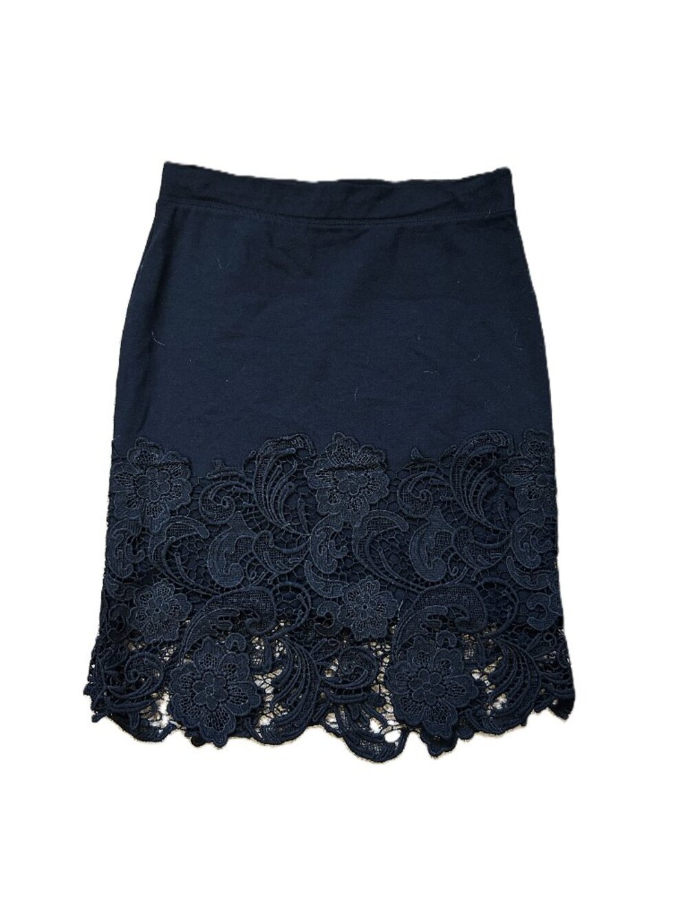 Haute Monde Lace Trimmed Pencil Skirt M Black Stretch Pinup